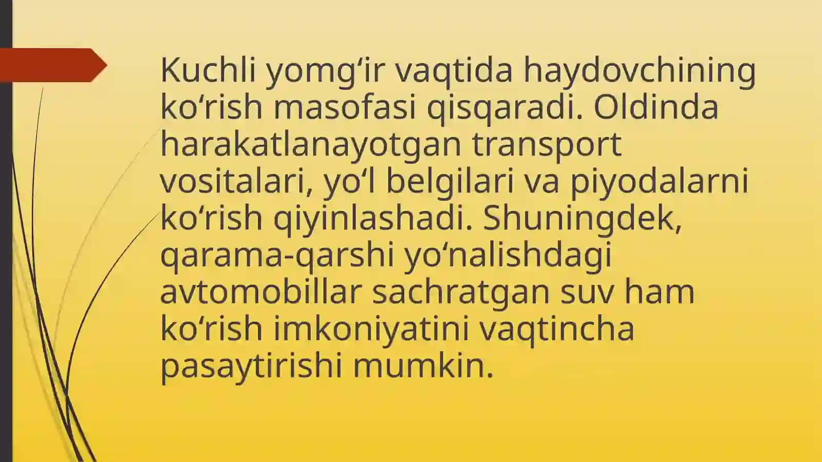Yomg'irli ob-havoda harakat xavfsizligi 3