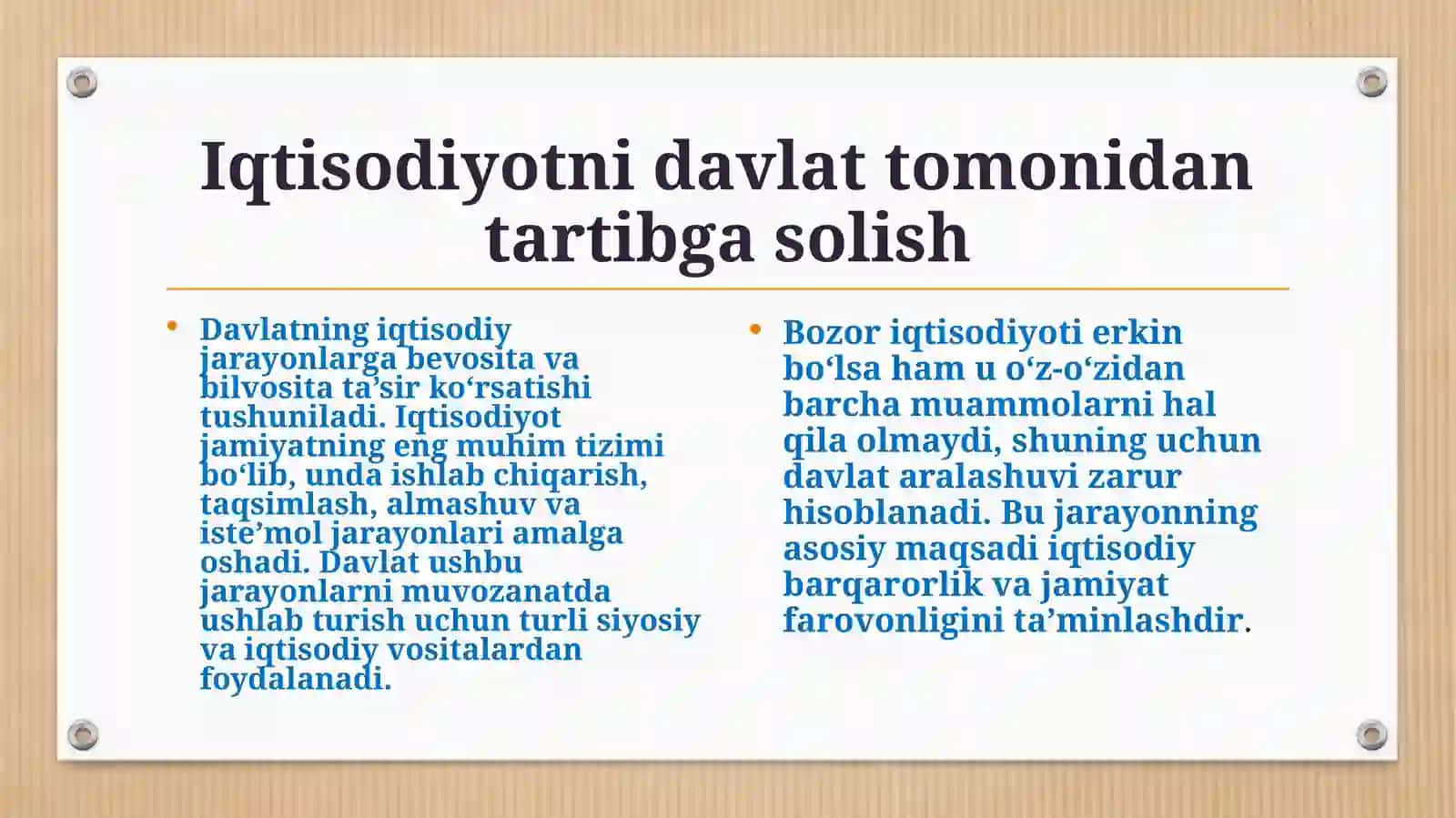 Iqtisodiyotnidavlattomonidantartibgasolish,uningmaqsadivavazifalari 3