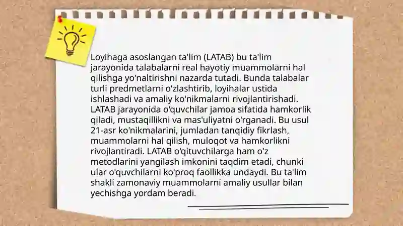 Loyihaga asoslangan ta'lim va tamoyillari 3