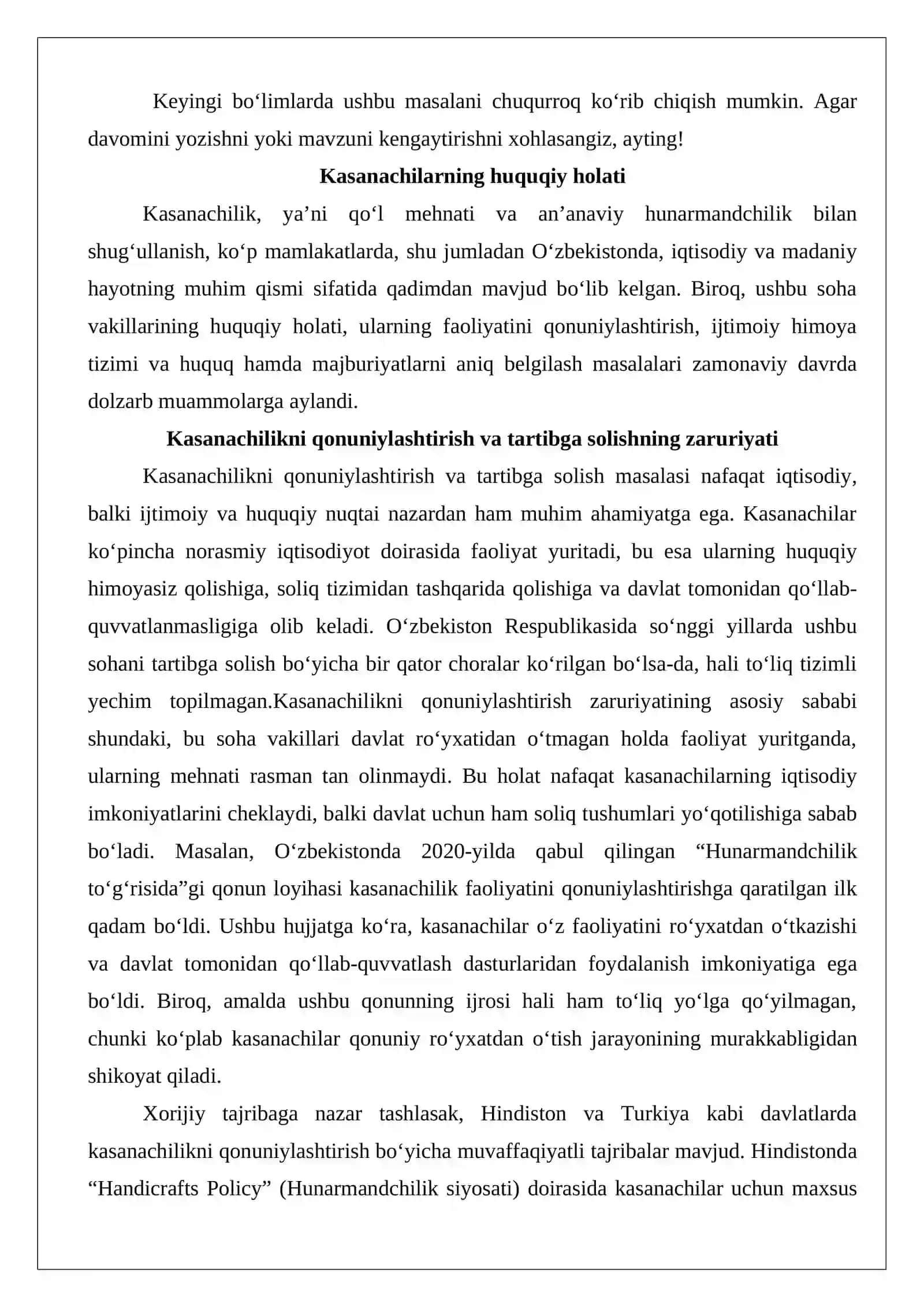 Kasanachilar mehnatini huquqiy jihatdan tartibga solish 3