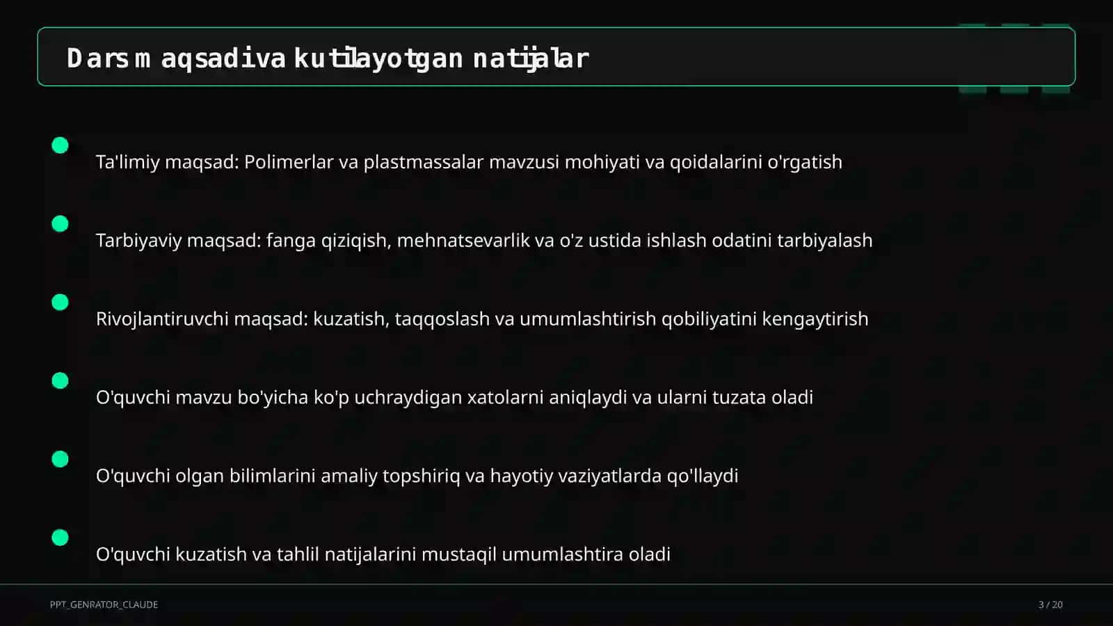 Polimerlar va plastmassalar (11-sinf) 4