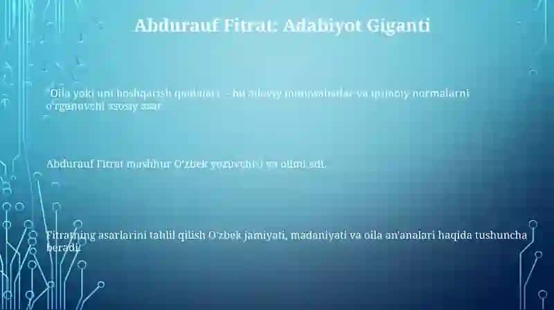 Abdurauf Fitratning "Oila yoki uni boshqarish tartiblari" asari 3