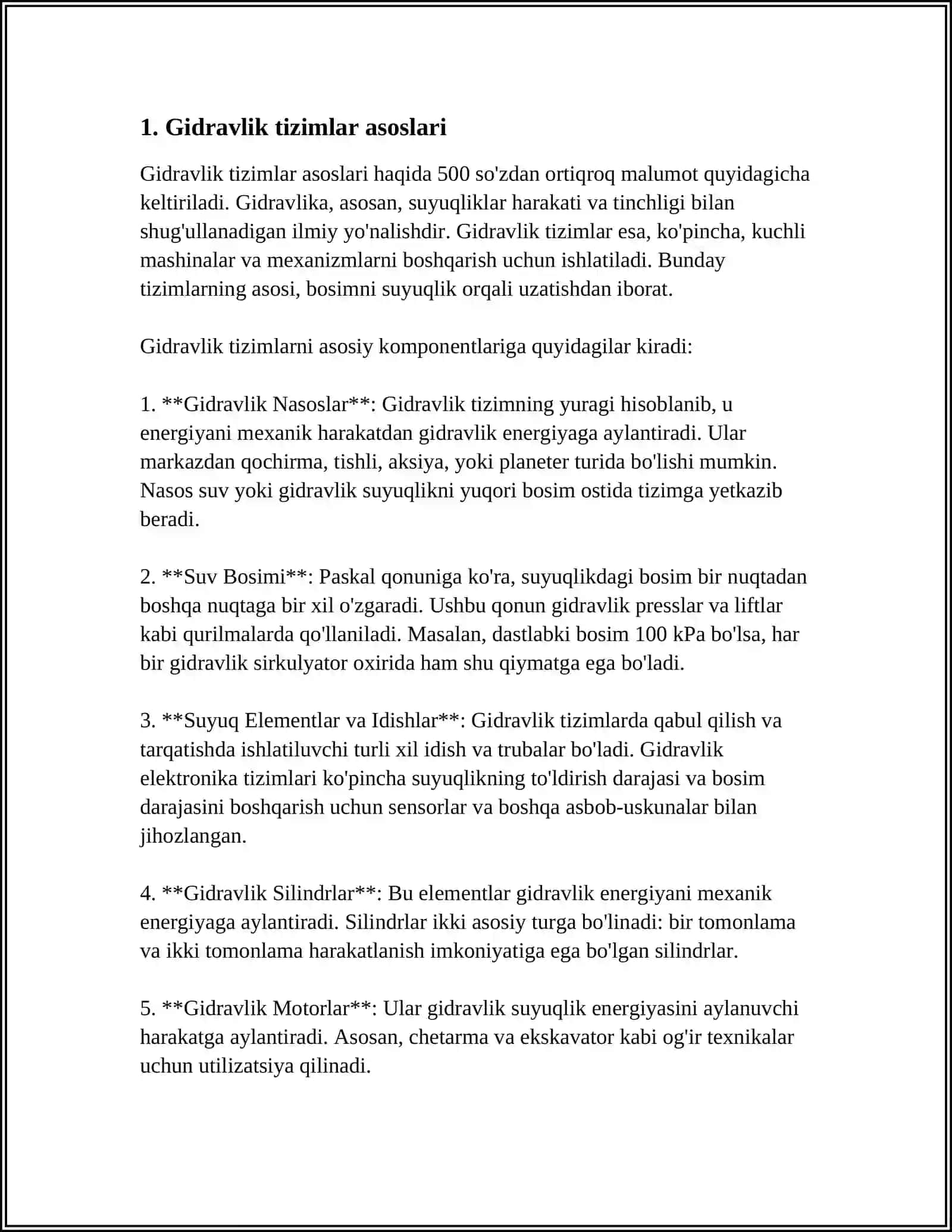 GIDRAVLIK EKISKAVATORLAR KONUSTURUKSIYASINI OʻRGANISH 3