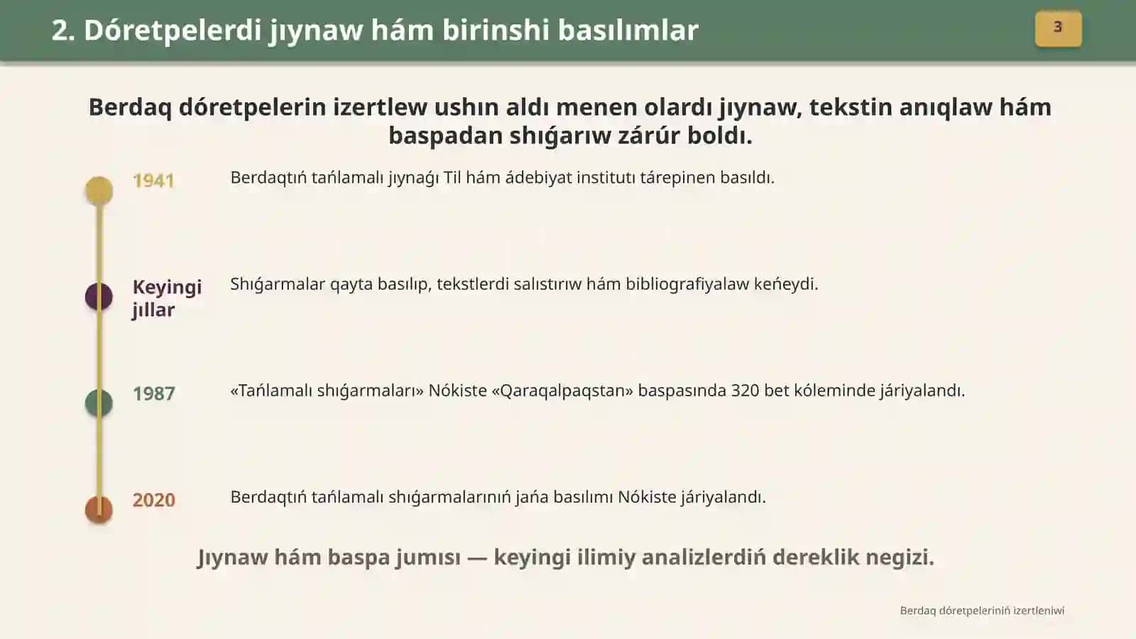 Berdaq dóretpeleriniń izertleniwi 3