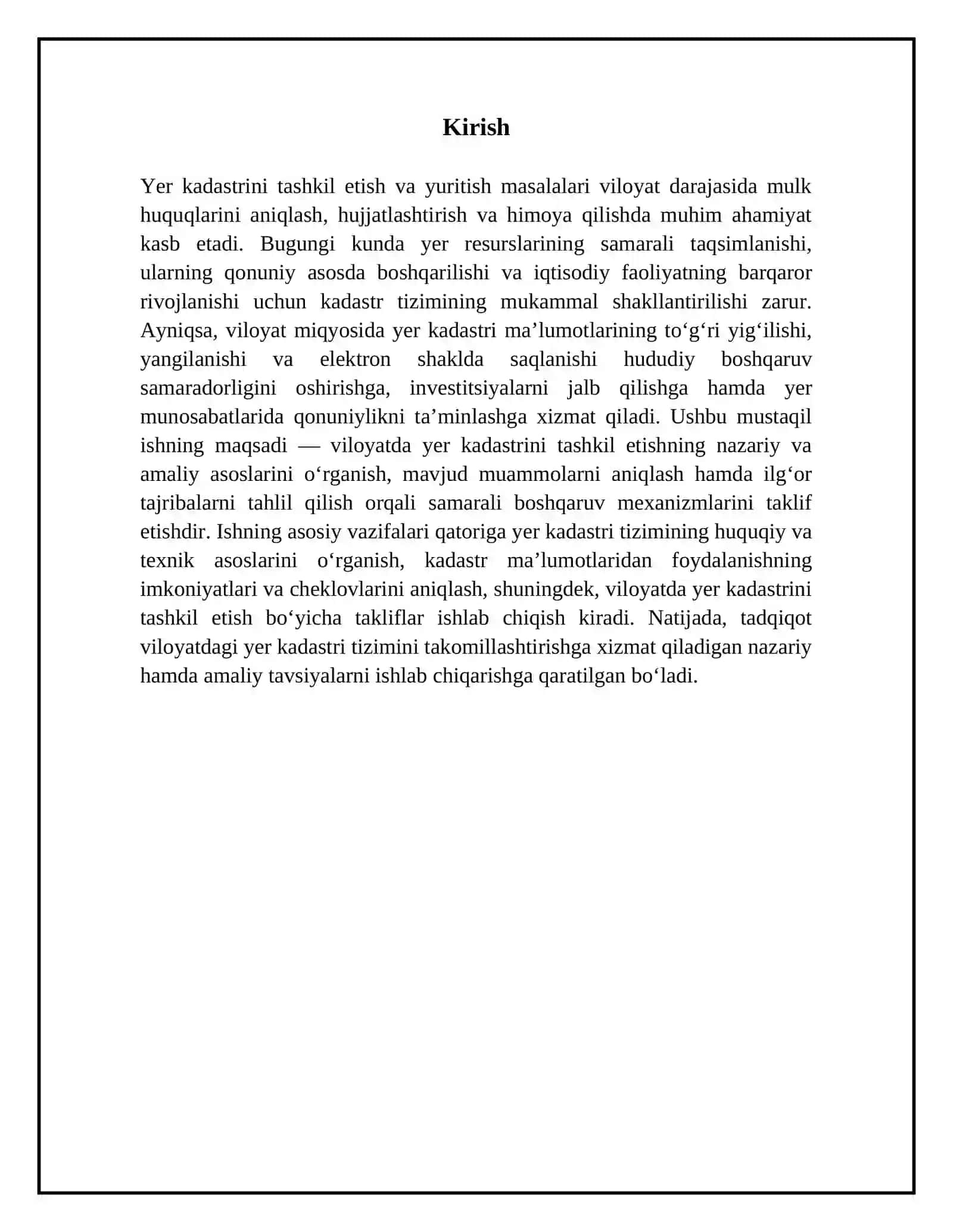Viloyatda yer kadastrini tashkil etish va yuritish Yer kadastri ma’lumotlaridan foydalanish 3