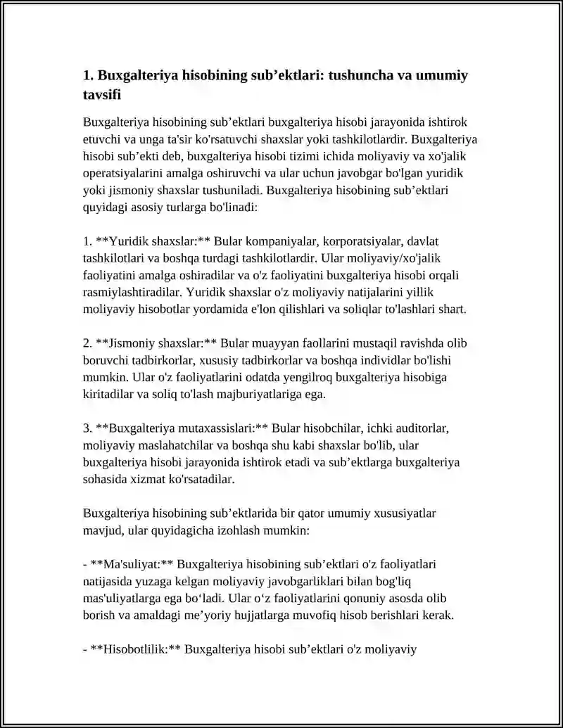 BUXGALTERIYA HISOBI SUBʼEKTI VA OBYEKTLARI 3