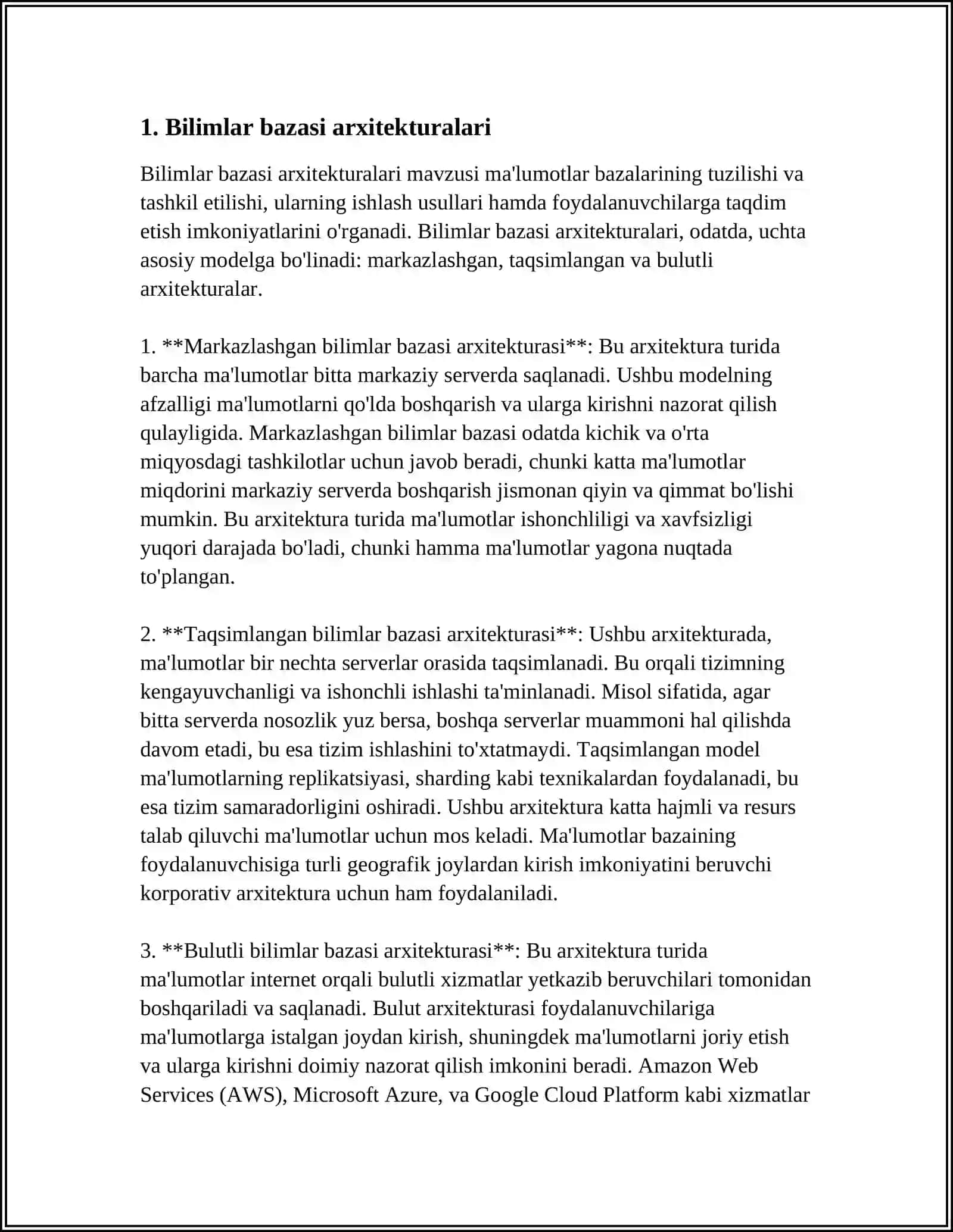 Bilimlar bazasi arxitekturalari 3