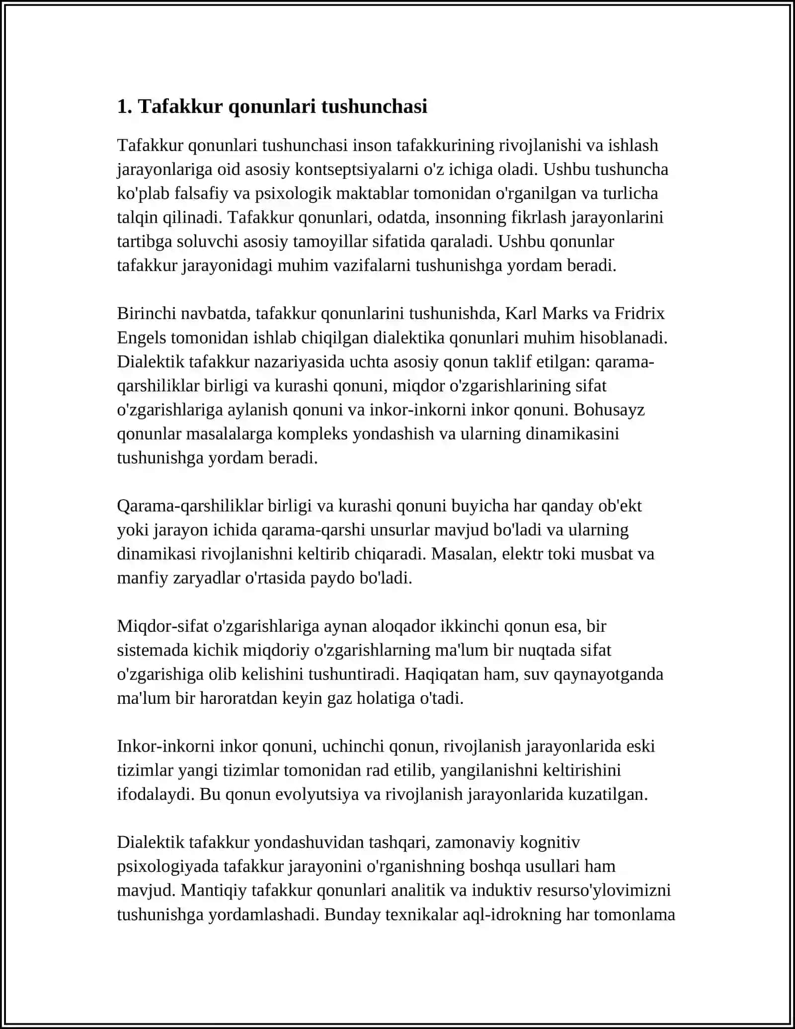 MUSTAQIL ISH Mavzu: TAFAKKUR QONUNLARI VA ULARNI BILISH AHAMYATI 3
