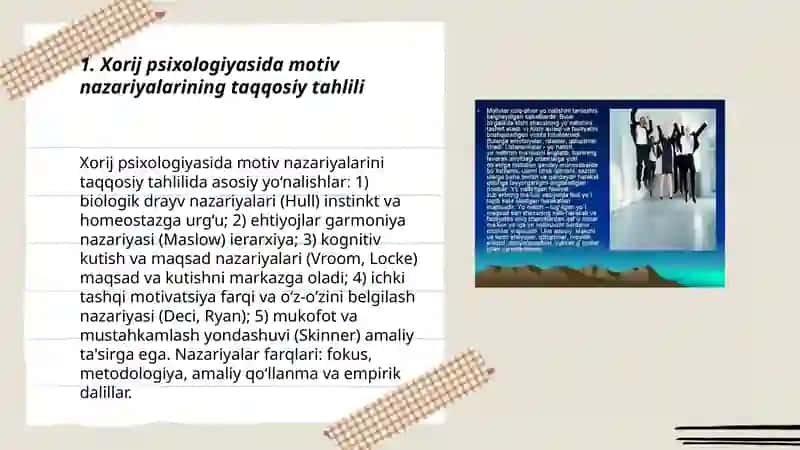 Xorij psixologiyasida motiv va motivatsiya muammosi 3