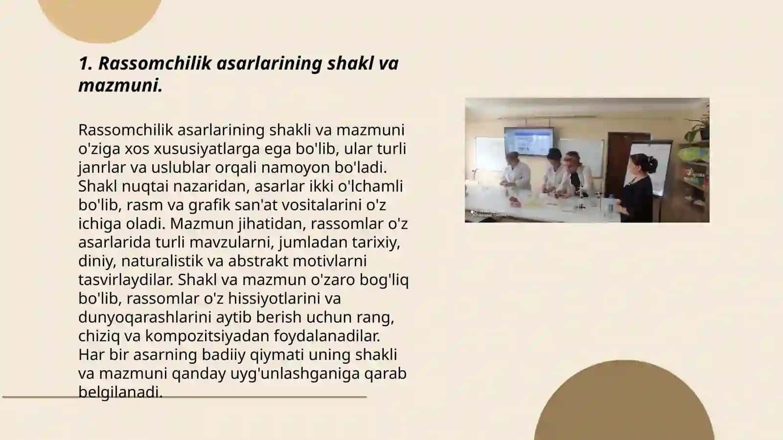 Tasviriy san'at mashg'ulotlarini tahlil etish 3
