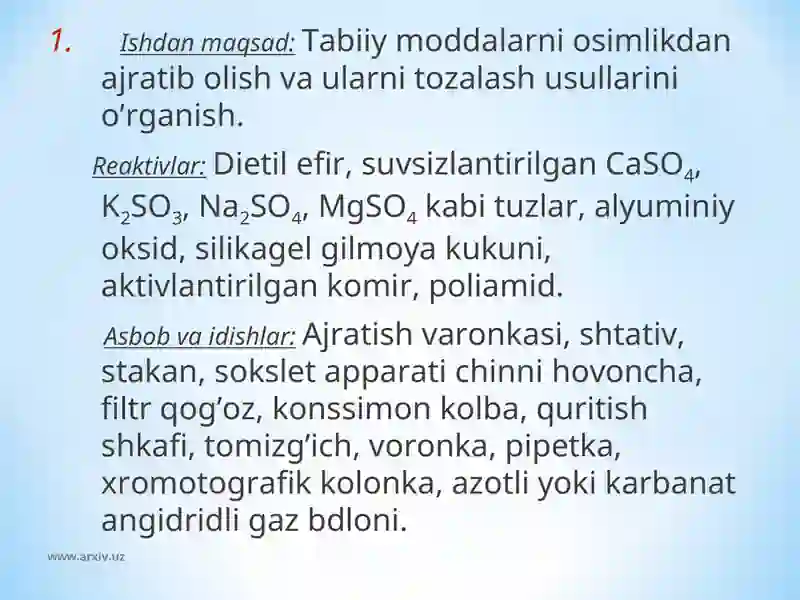 ABDUVALIYEV DONYORINING ORGANIK KIMYO FANIDAN TAYYORLAGAN MUSTAQIL ISHI 3