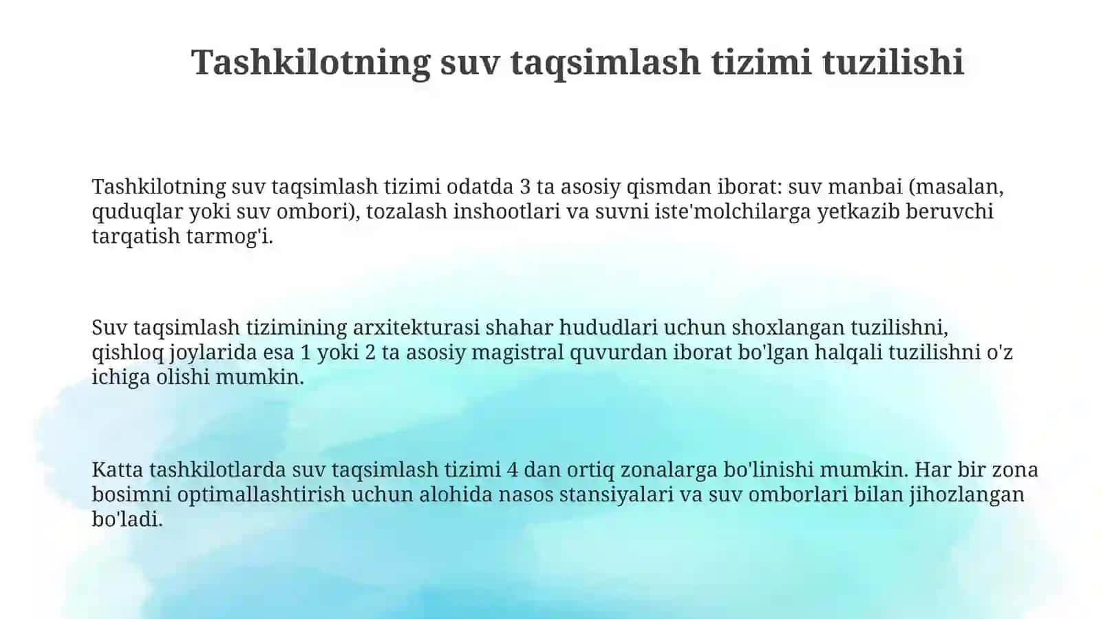 Organizimning suv-disperis sistemasi haqida bilimlarni tadbiq qilish 3