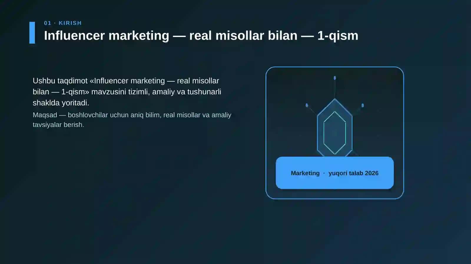 Influencer marketing — real misollar bilan — 1-qism 3