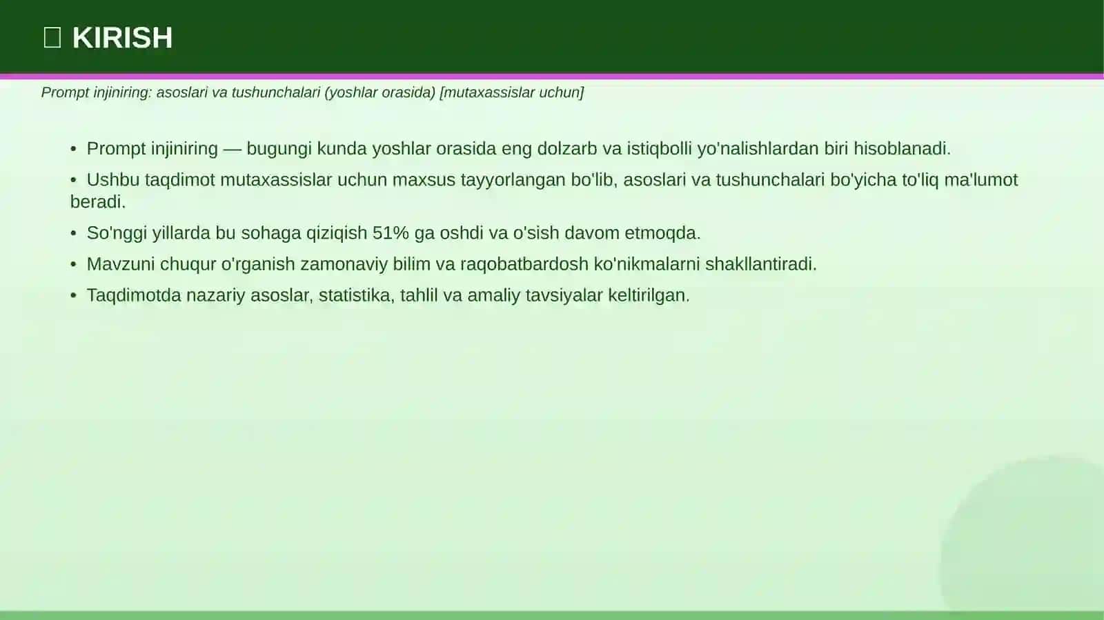 PROMPT INJINIRING Asoslari va tushunchalari — yoshlar orasida MUTAXASSISLAR UCHUN 3