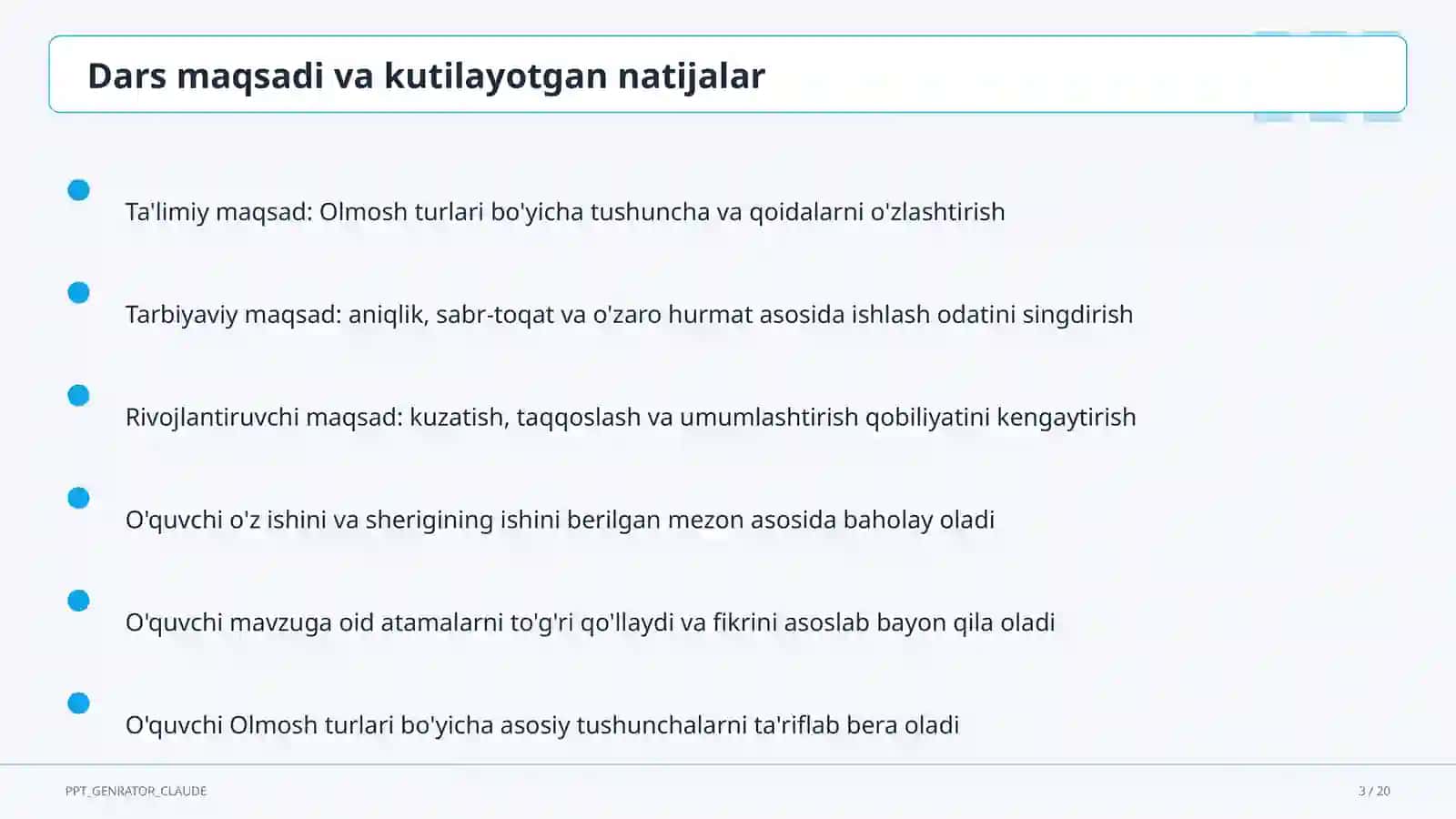 Olmosh turlari (6-sinf) 1