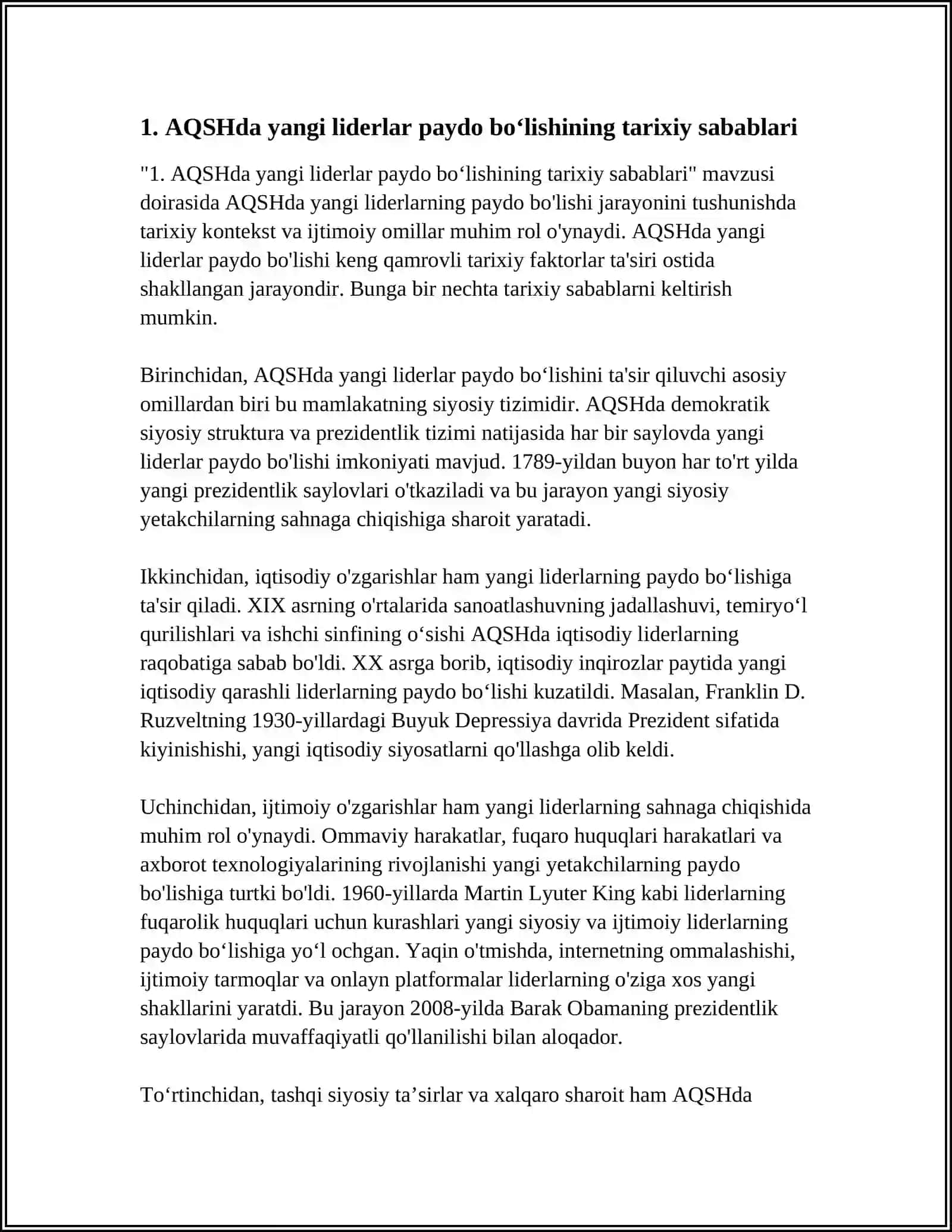 AQSHda YANGI LIDERLARNI PAYDO BO'LISHI 3