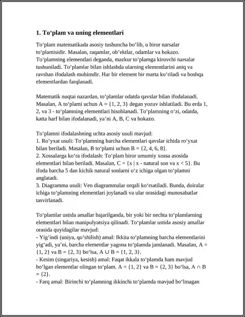 TOʻPLAMLAR USTIDA AMALLAR 3