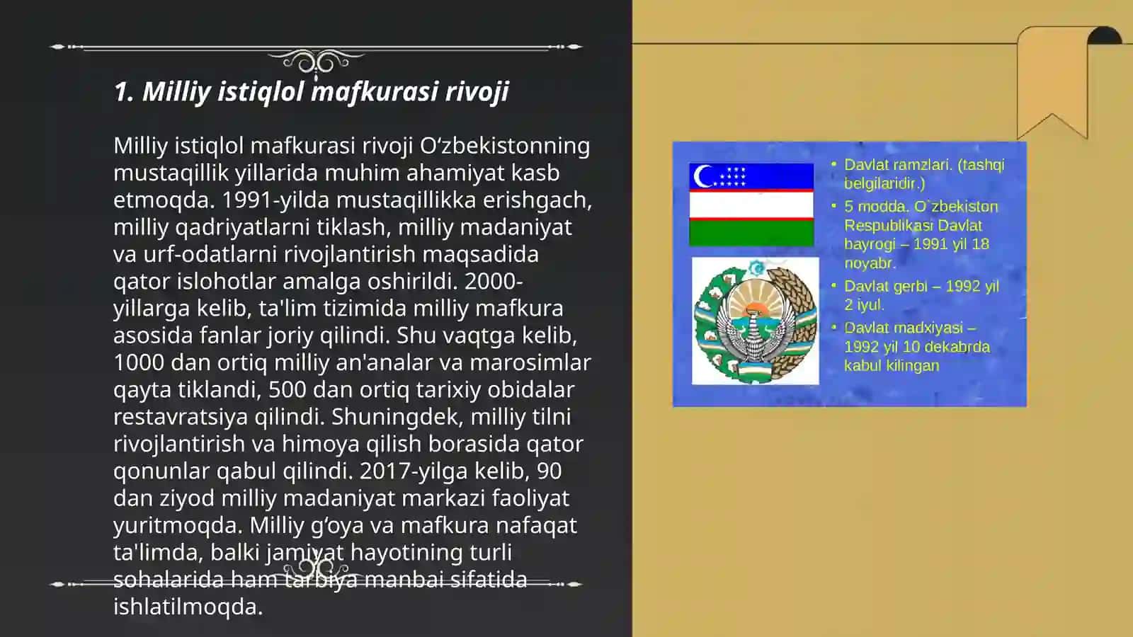 Mustaqillik yillarida Oʻzbekistonda ma'naviy va madaniy taraqqiyot 3