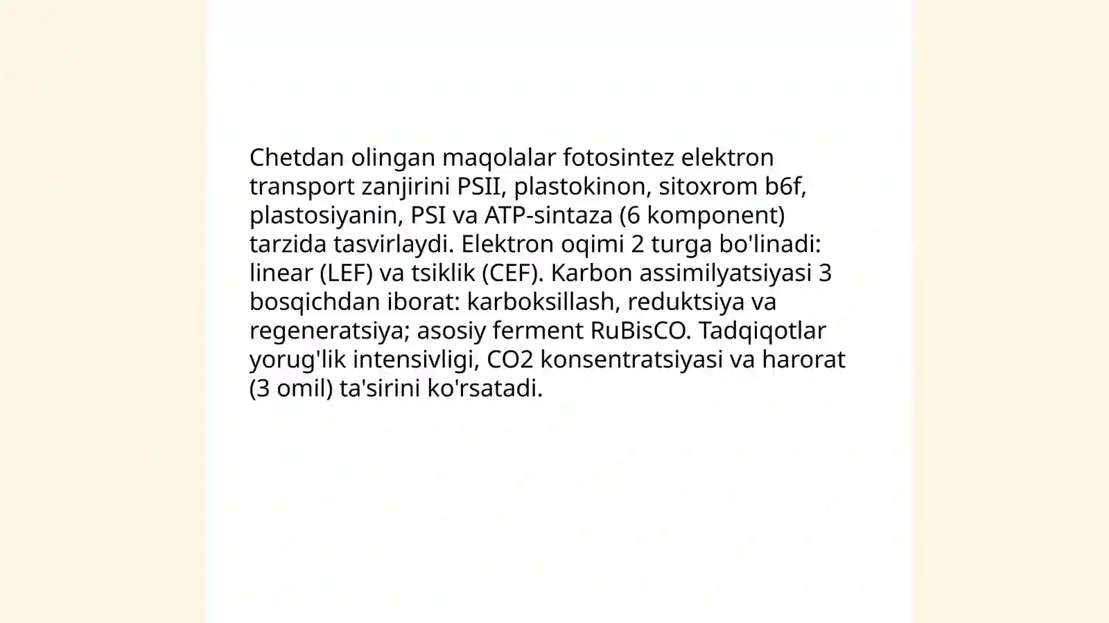 O'simliklar fiziologiyasi yuzasidan chet el ilmiy tadqiqotlar va ular haqida ilmiy maqolalarni tahlil etish 3