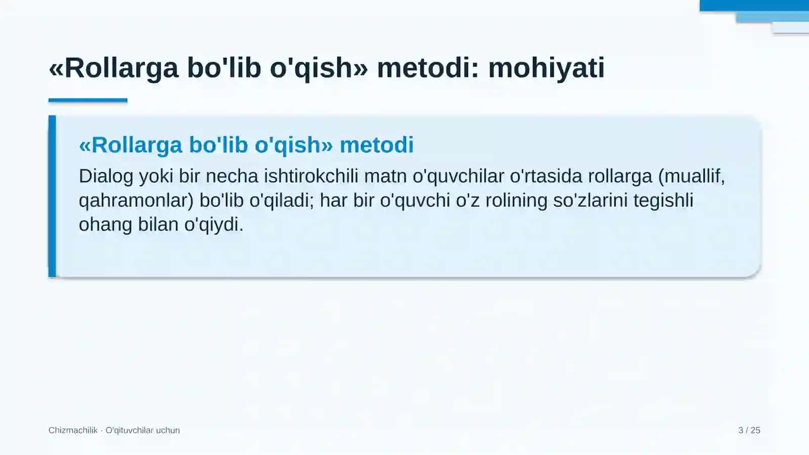 chizmachilik darslarida rollarga bo'lib o'qish metodidan foydalanish 8069 3