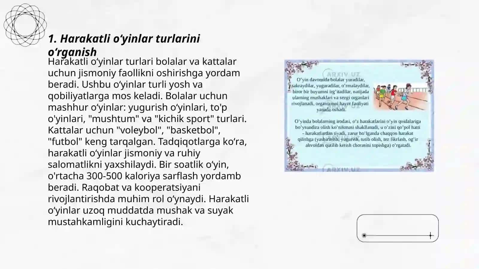 Harakatli oʻyinlar orqali sport oʻyinlari elementlarini oʻtgatish 3