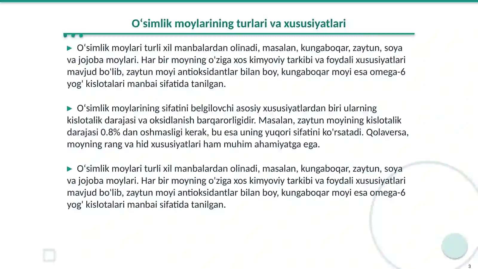 Oʻsimlik moylarini sifat ekspertizasi 3