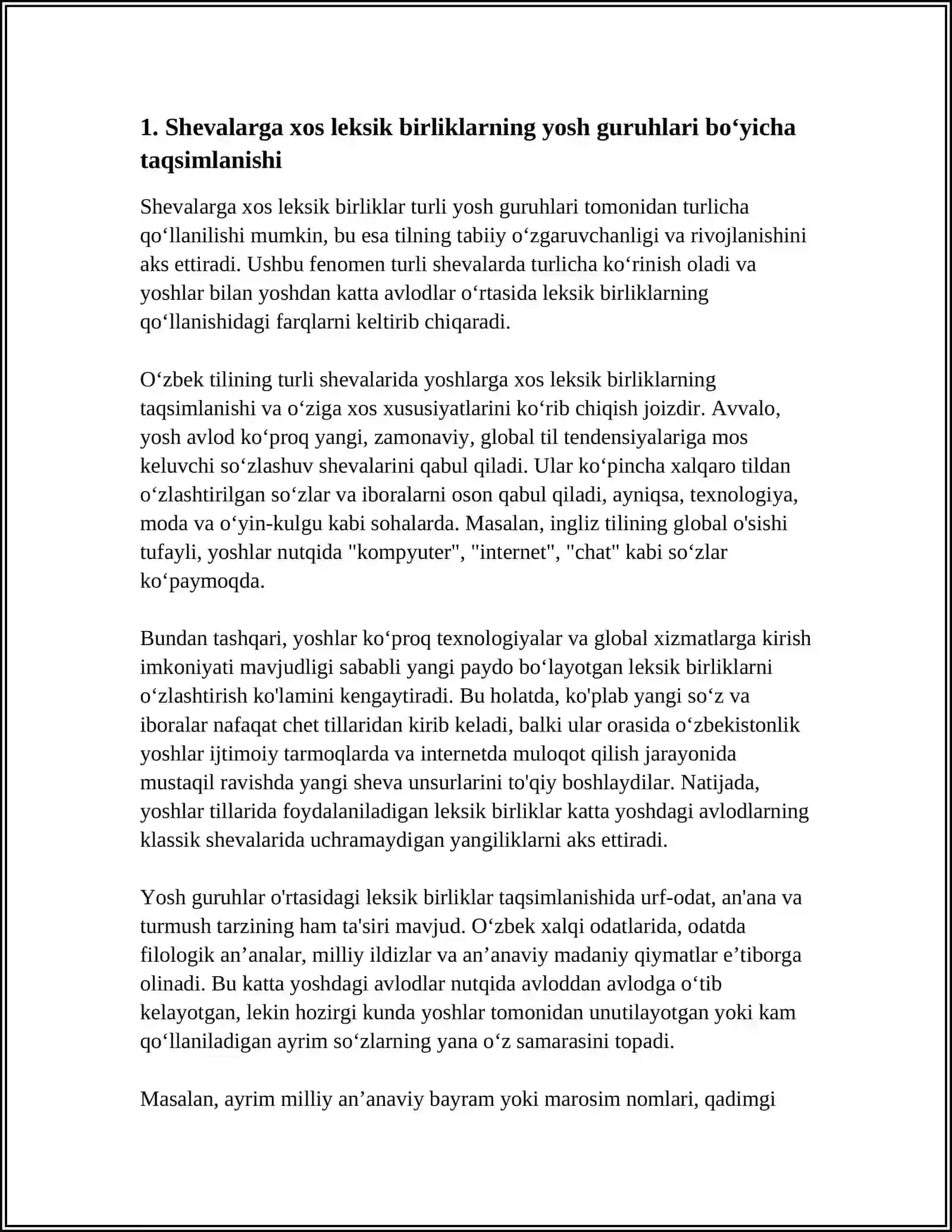 SHEVALARGA XOS SOʻZLARNING YOSH XUSUSIYATLARIGA KOʻRA FARQLANISHI 3