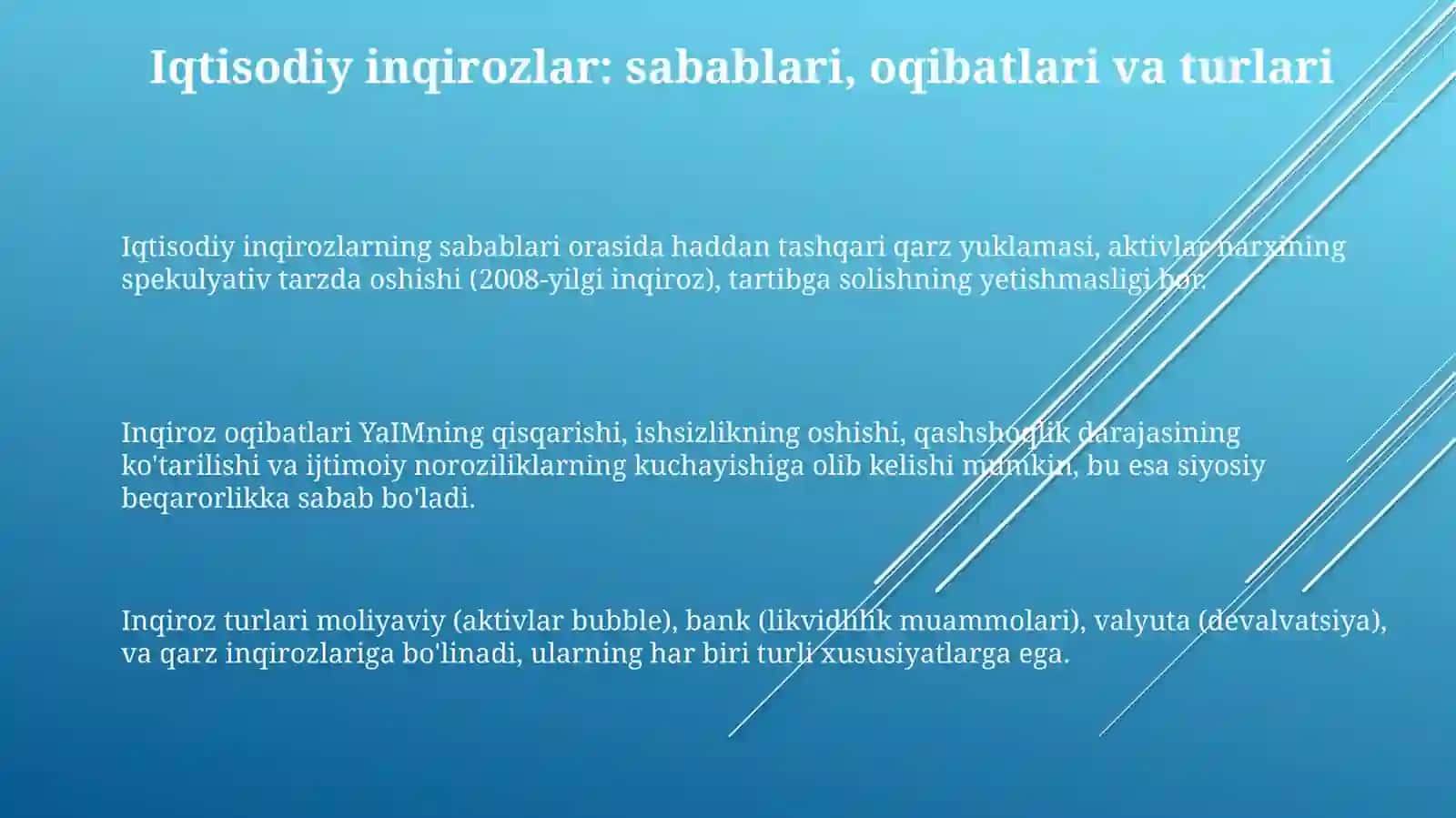 Iqtisodiy inqirozlar va ularni salbiy oqibatlarini bartaraf etish yoʻllari 3