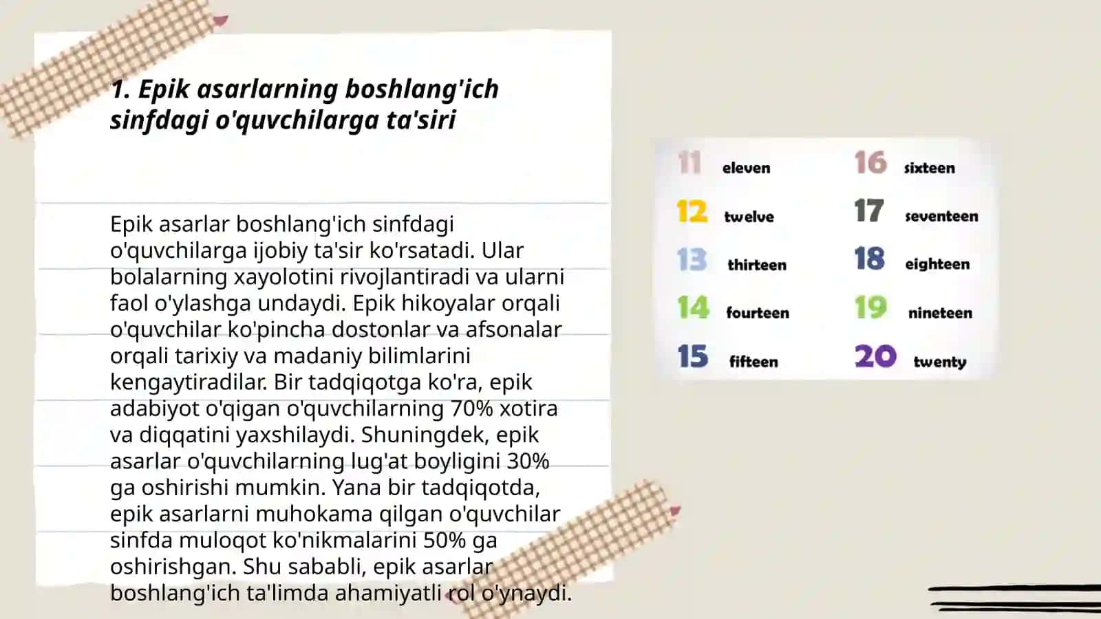 Epik asarlar boshlang'ich sinfdagi o'quvchilarga ta'siri 3