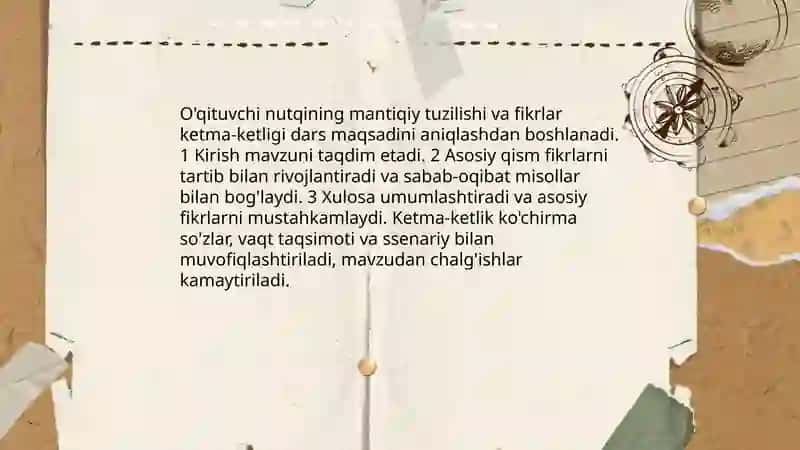 O'qituvchi nutqining mantiqiyligi va gramatik to'g'ri tuzilishi 3