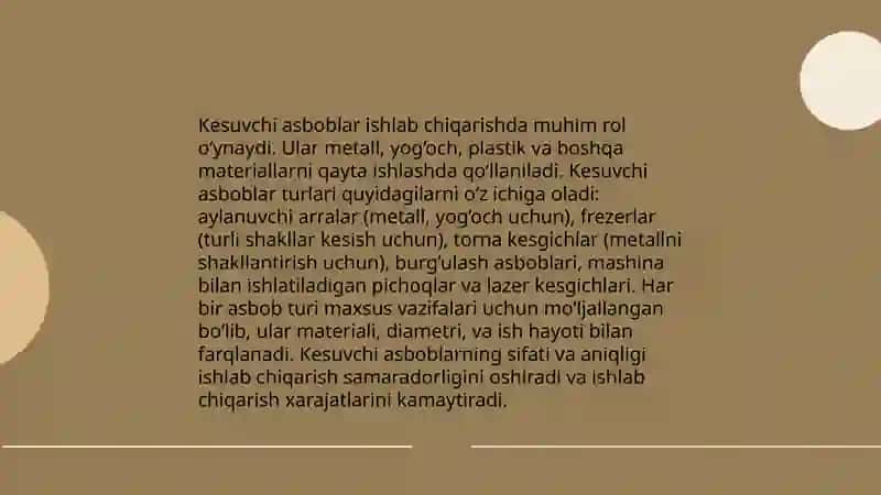 Kesuvchi asboblar qõllaniladigan materiallar 3