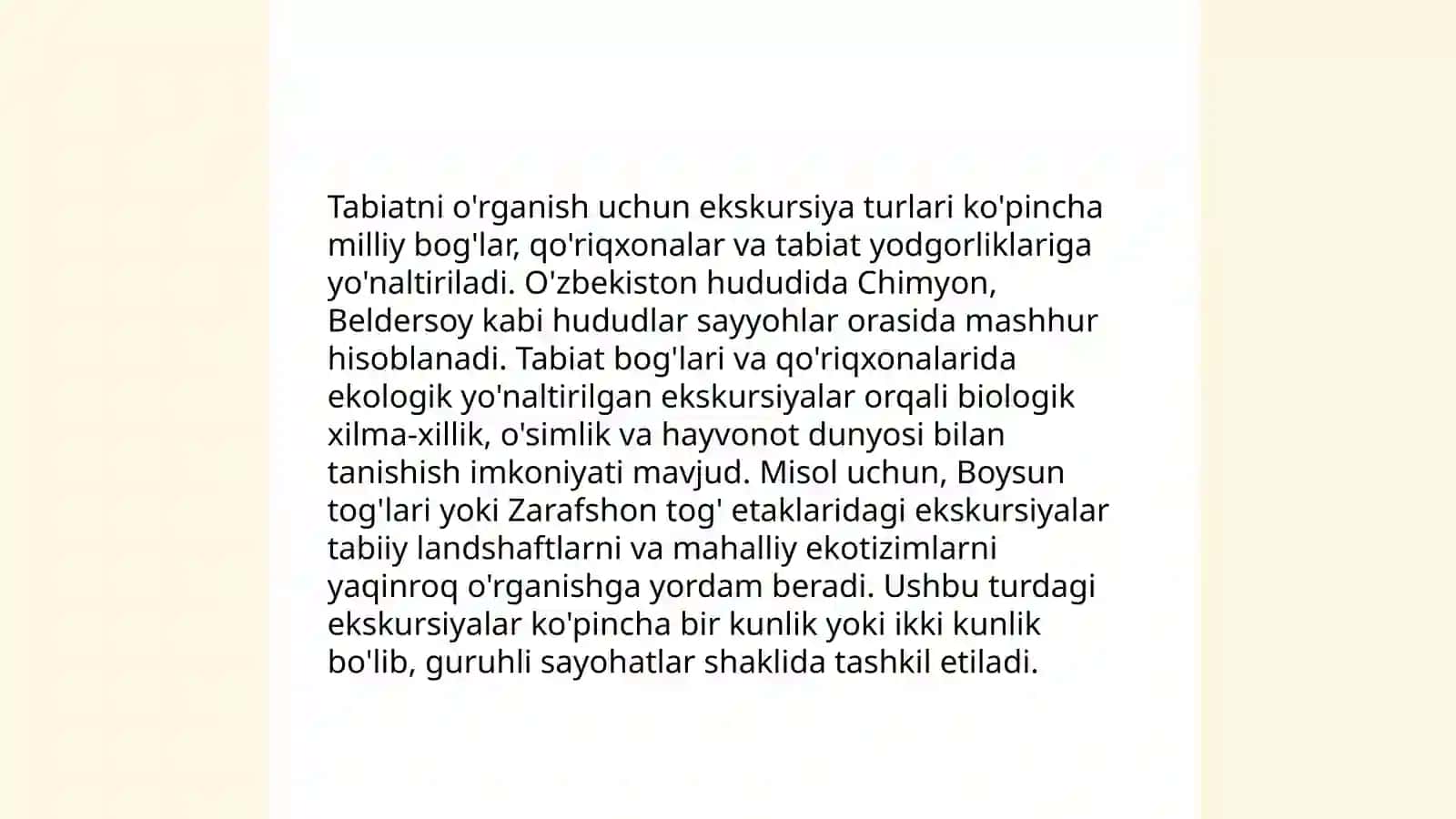 Tabiat bilan tanishtirish ish shakllari.Ekskursiya.Sayr 3