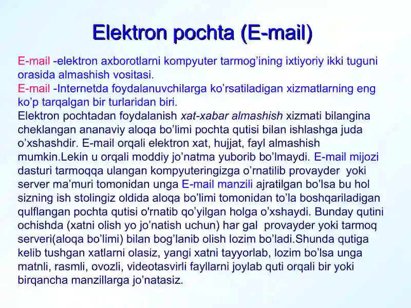 ELEKTRON POCHTA (E-mail) bilan ishlash 3