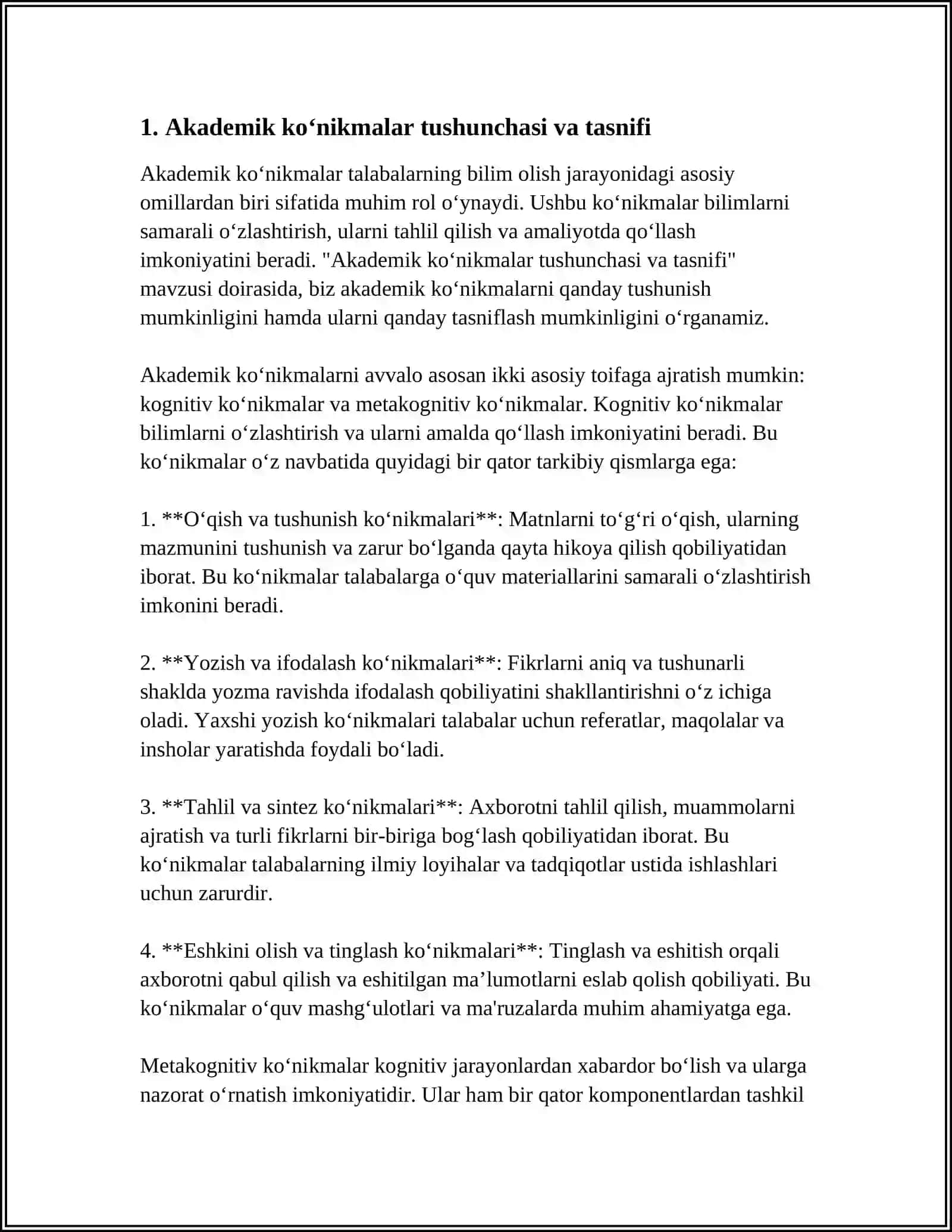 AKADEMIK KOʻNIKMALARNING TALABALAR FAOLIYATIDAGI AHAMIYATI VA DOLZARBLIGI 3