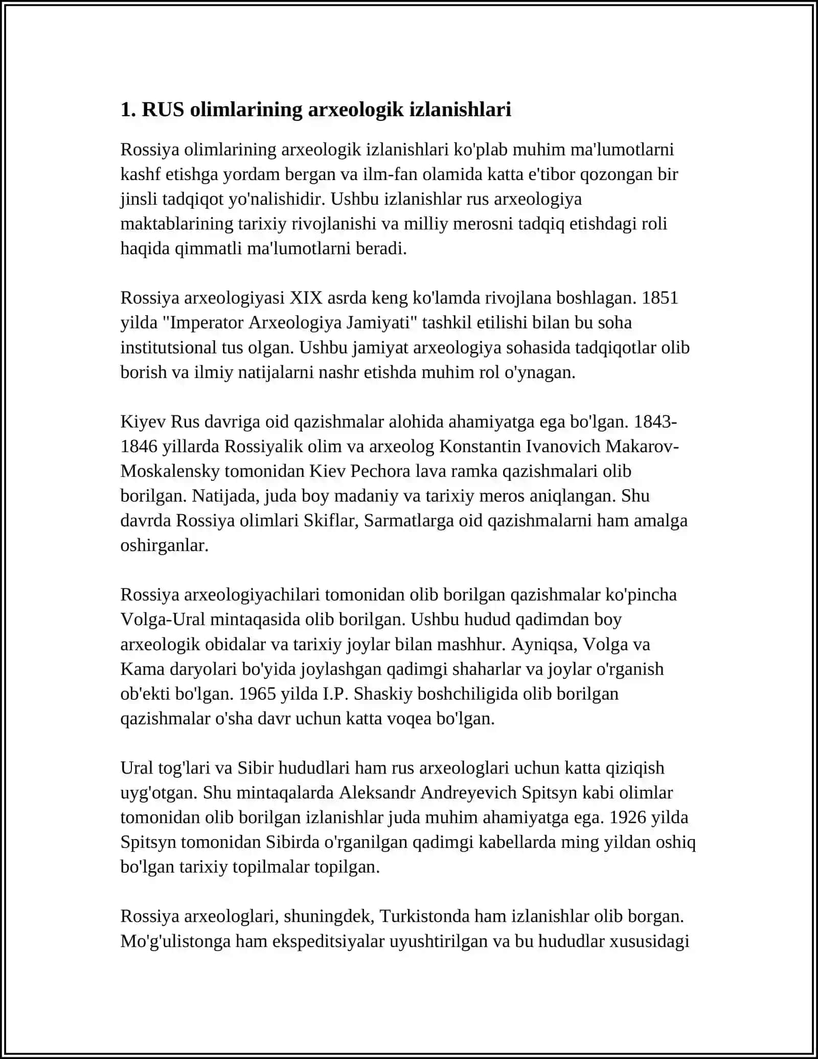 RUS OLIMLARINING ARXEOLOGIK TADQIQOTLARI DAVLATCHILIK TARIXIDA MUHIM MANBA 3