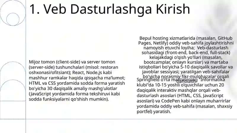 Informatika va ATlari fanidan bir soatlik to'garak mashg'uloti uchun dars ishlanmasi 3