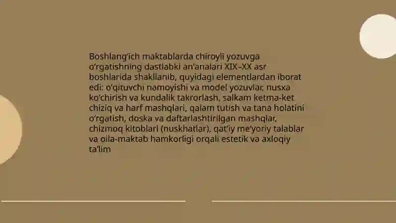 Chiroyli yozuvga oʻrgatish metodikasining rivojlanish tarixi 3