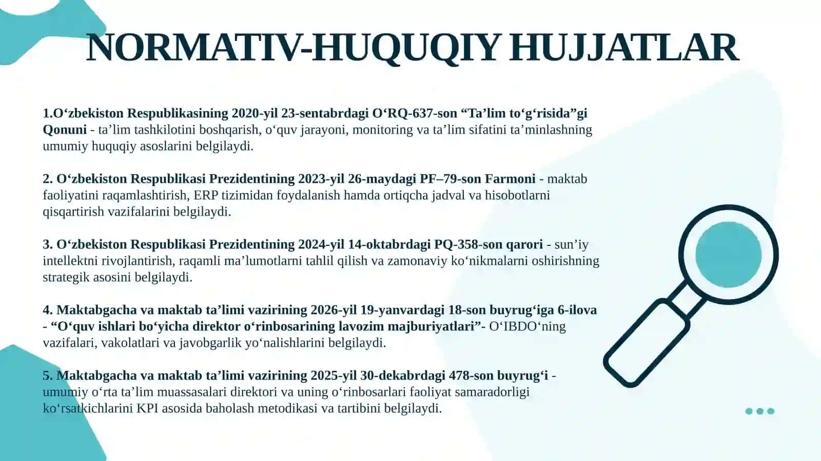 O‘QUV ISHLARI BO‘YICHA DIREKTOR O‘RINBOSARLARINING ISH SAMARADORLIGINI OSHIRISH 3