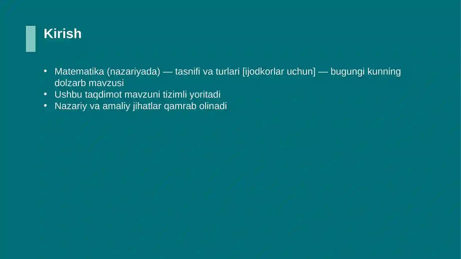 Matematika (nazariyada) — tasnifi va turlari [ijodkorlar uchun] 3