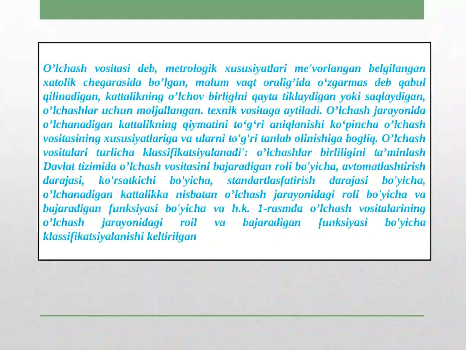 O'LCHASH VOSITALARI 3