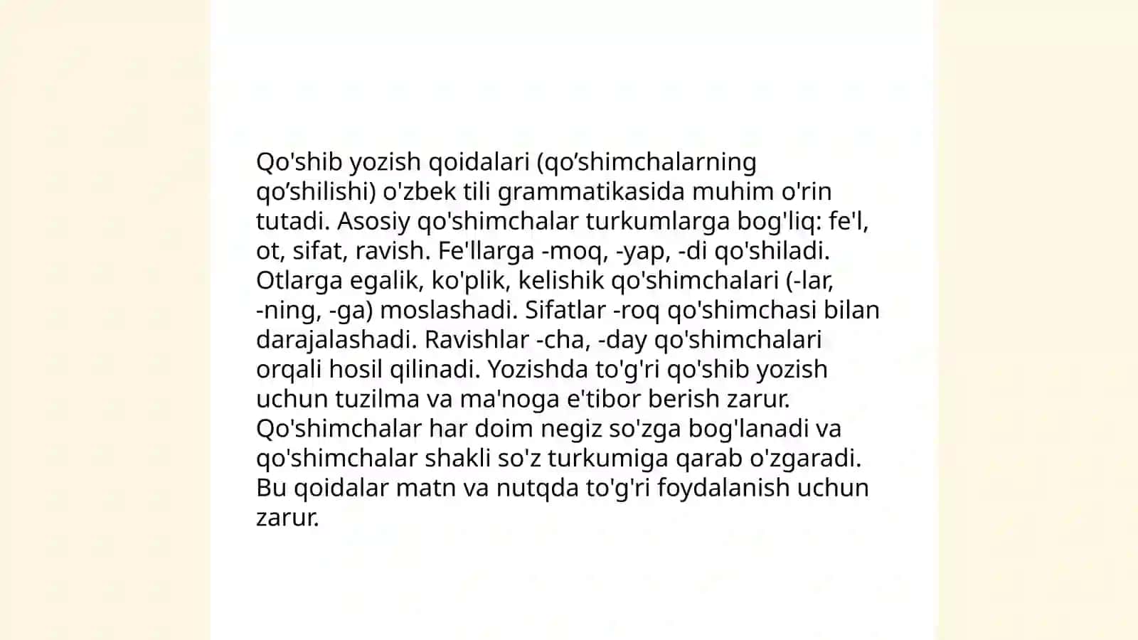 Qo'shib yozish,ajratib yozish va chiziqcha bilan yozish qoidalari 3
