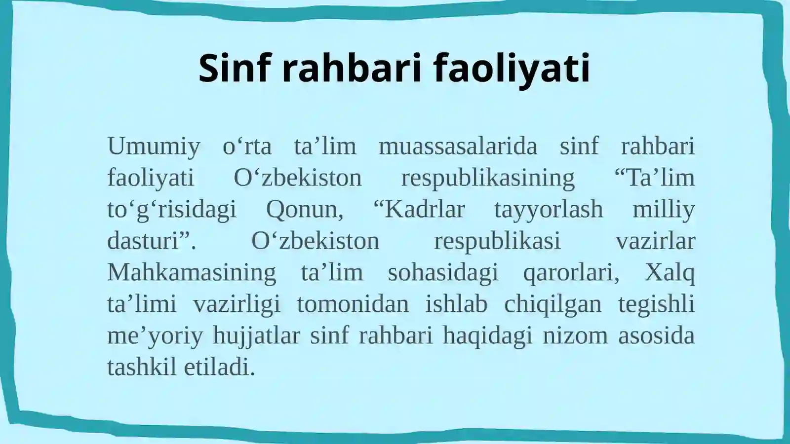Sinf rahbarining faoliyati va vazifalari 3