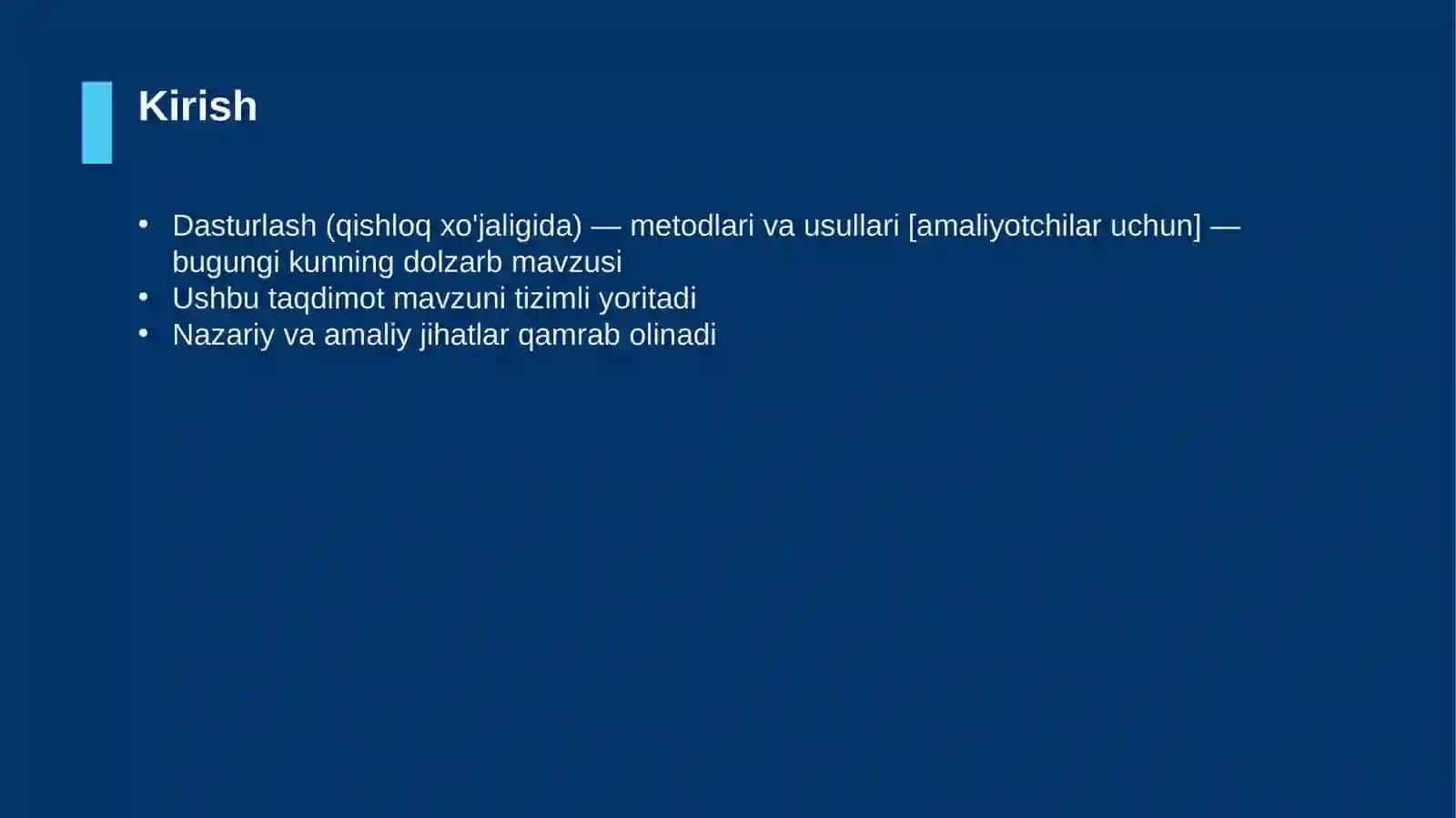Dasturlash (qishloq xo'jaligida) — metodlari va usullari [amaliyotchilar uchun] 3
