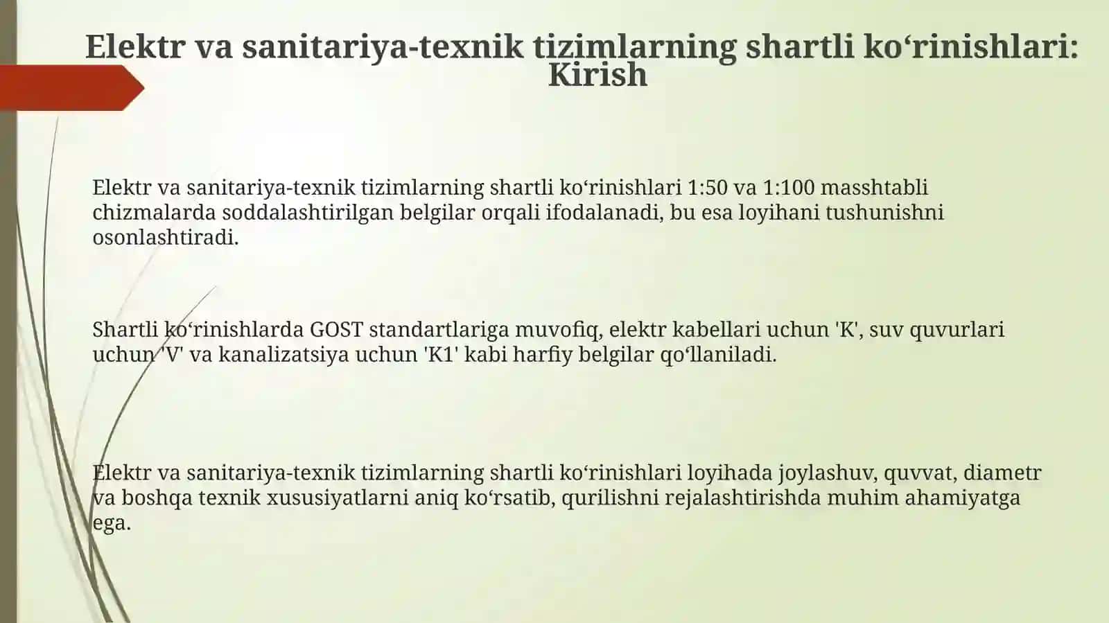Elektr va sanitariya-texnik tizimlarning shartli tasvirlari 3