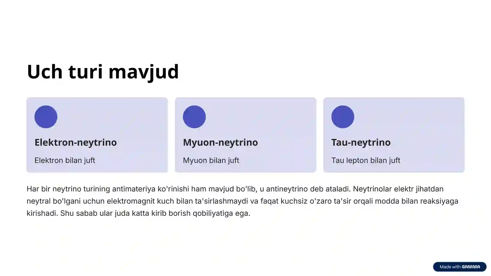 Neytrinolar va Myuonlarning Modda bilan o’zaro ta’siri 3