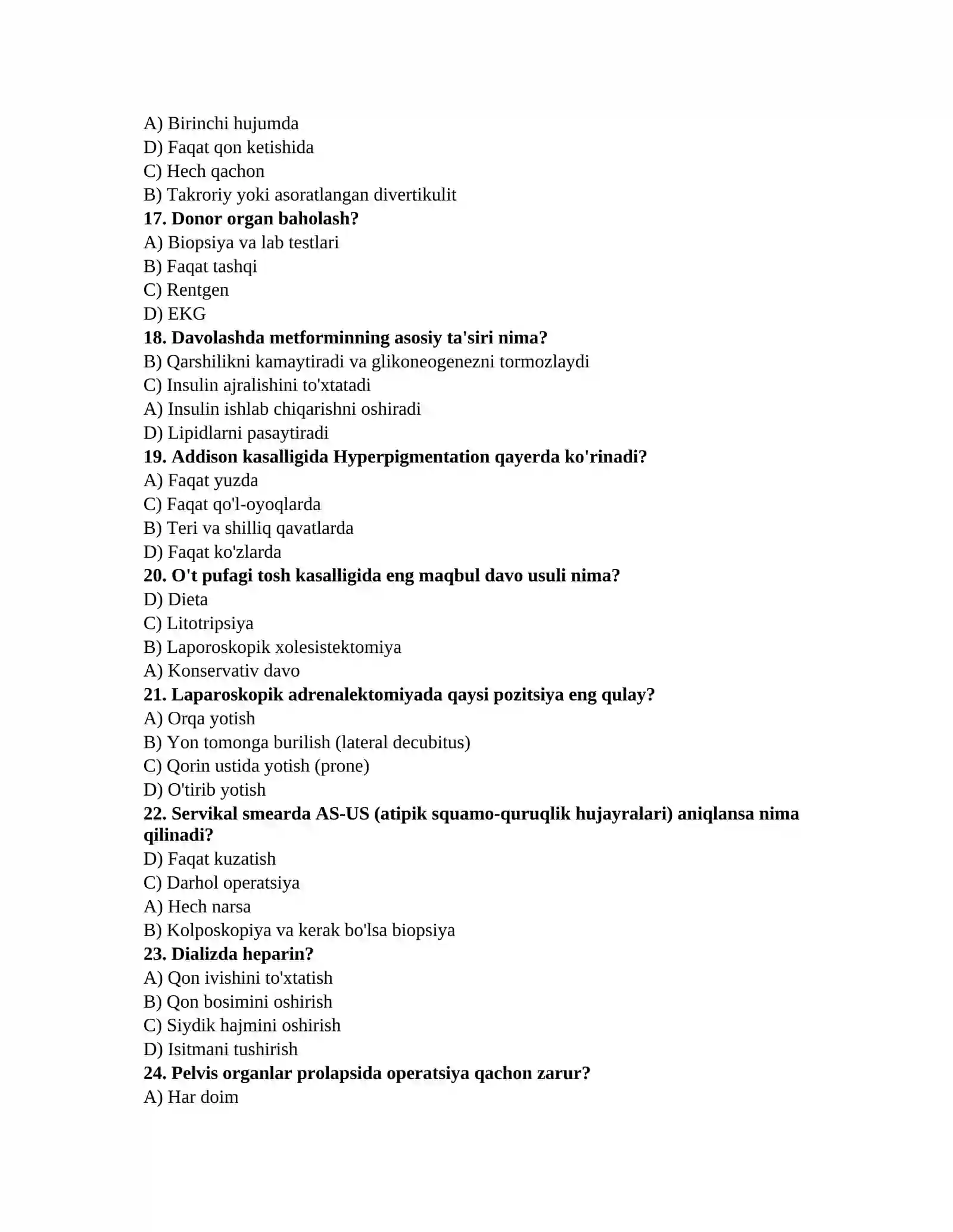Anesteziolog testlari 3