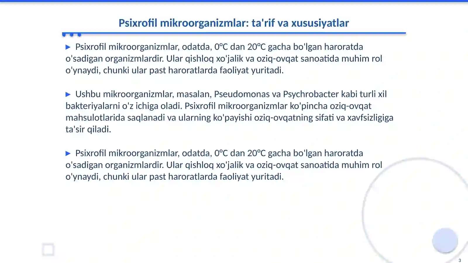 Psixrofil, mezofil va termofil mikroorganizmlar 3