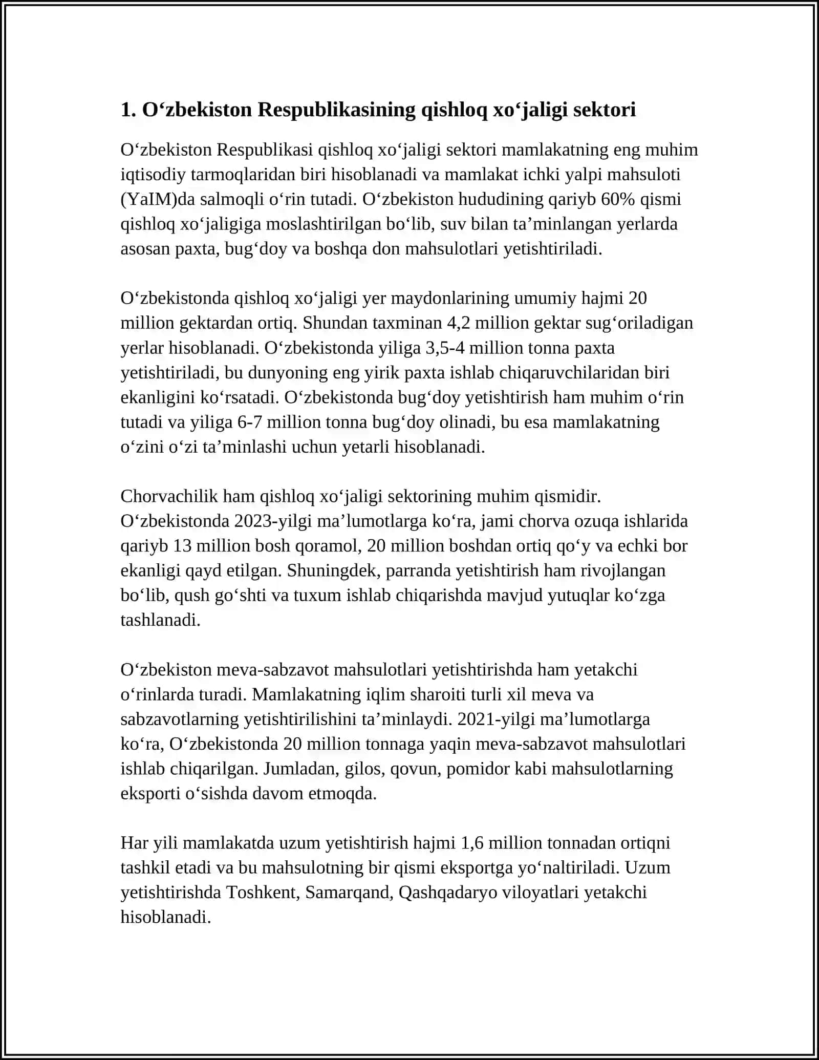 AGRAR SOHANING OʻZBEKISTON RESPUBLIKASINING YAIMDAGI ULUSHI 2024-2025-o'quv yili 3