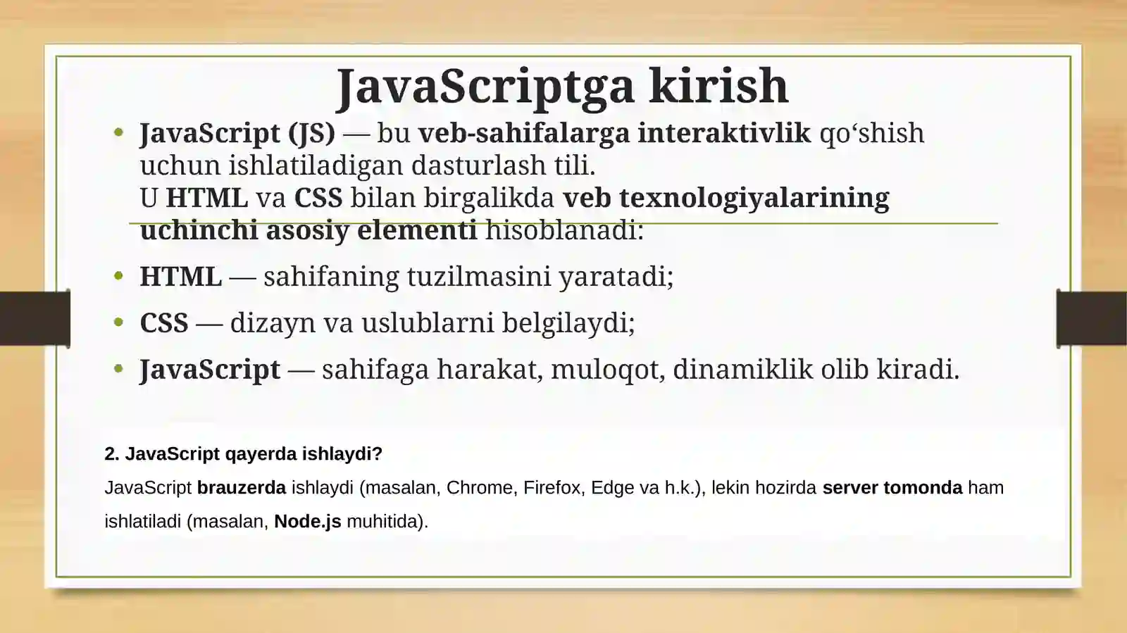 JavaScript va DOM bilan ishlash 3