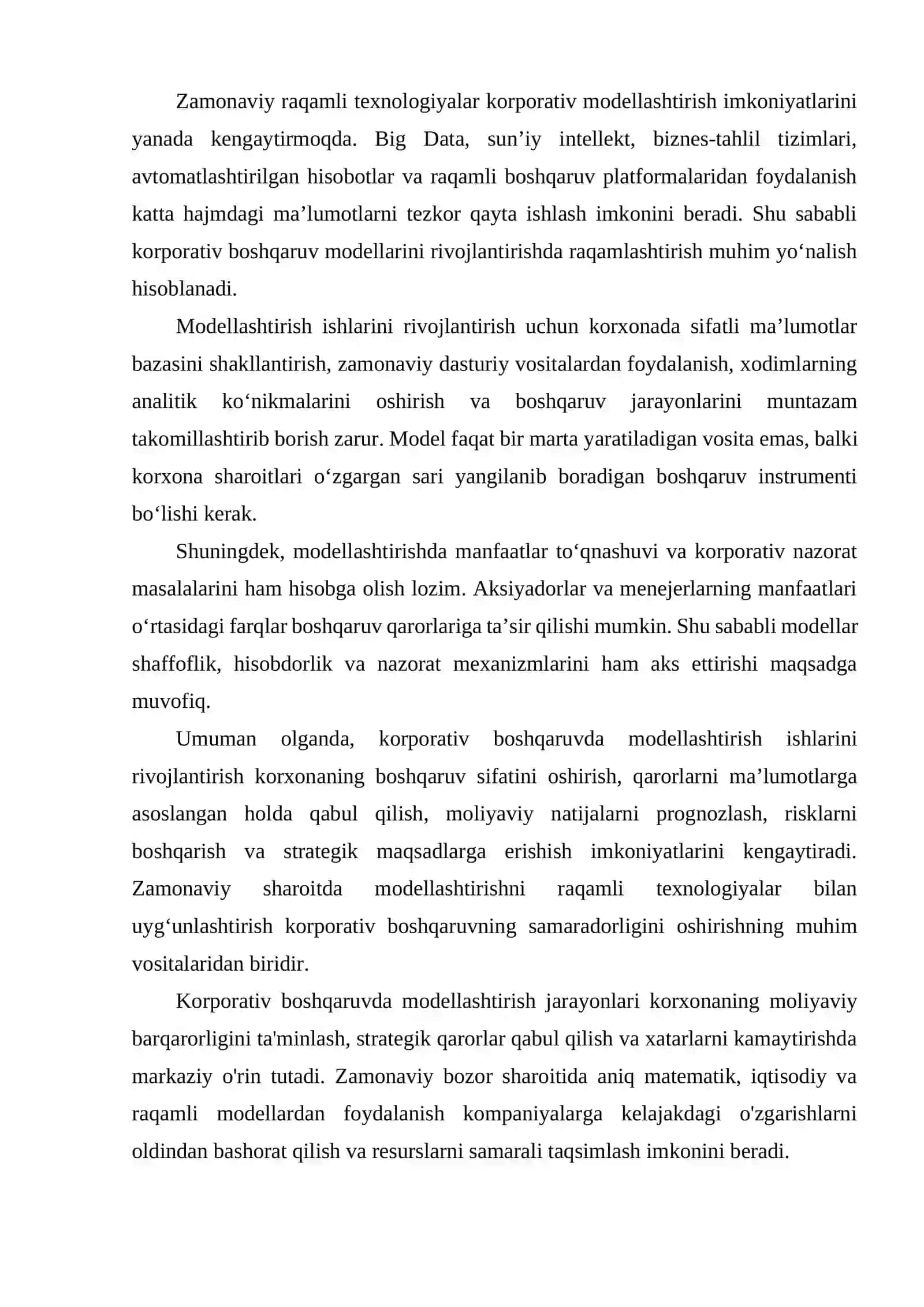 KORPORATIV BOSHQARUVDA MODELLASHTIRISH ISHLARINI RIVOJLANTIRISH 3